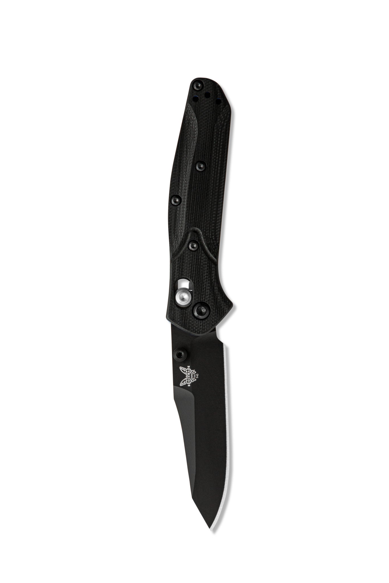 Benchmade 945BK-1 Mini Osborne 2.92 inch CPM-S30V black DLC reverse tanto blade detail — ClassicBlades