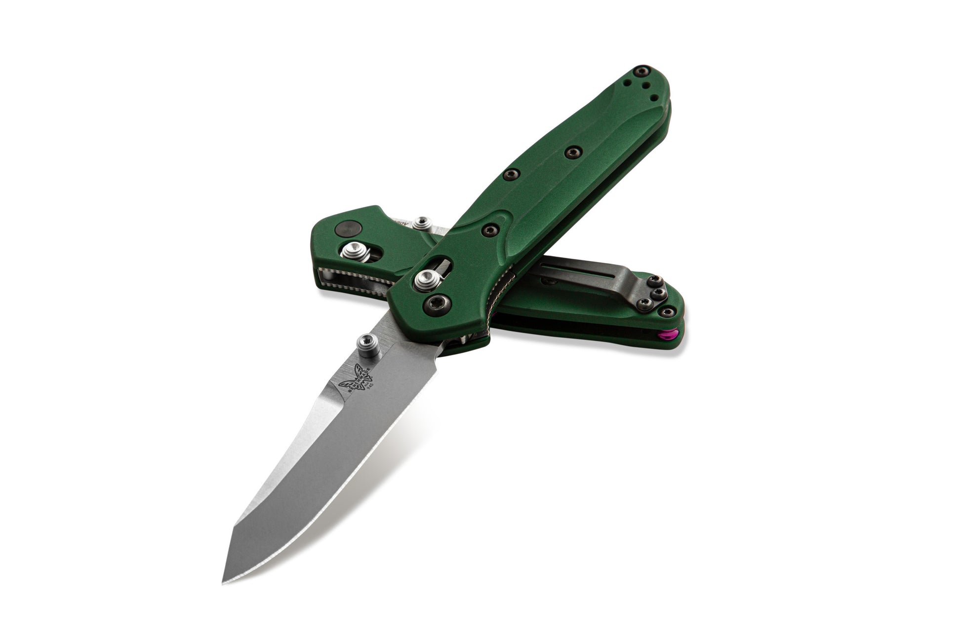 Benchmade 945 Mini Osborne 2.92 inch CPM-S30V satin reverse tanto blade detail — ClassicBlades