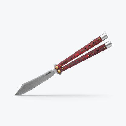 Benchmade Necron™ | Lava Flow Red Gold Class Limited Fatcarbon® Carbon Fiber Handle Damasteel® Blade