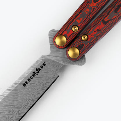 Benchmade Necron™ | Lava Flow Red Gold Class Limited Fatcarbon® Carbon Fiber Handle Damasteel® Blade