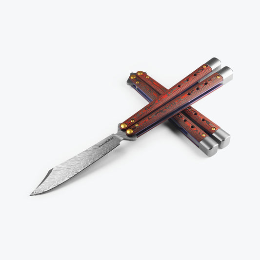 Benchmade Necron™ | Lava Flow Red Gold Class Limited Fatcarbon® Carbon Fiber Handle Damasteel® Blade