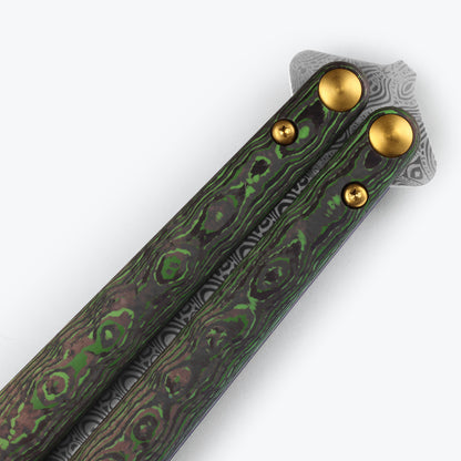 Benchmade Necron™ | Jungle Wear Green Gold Class Limited Edition Fatcarbon® Carbon Fiber Handle Damasteel® Blade