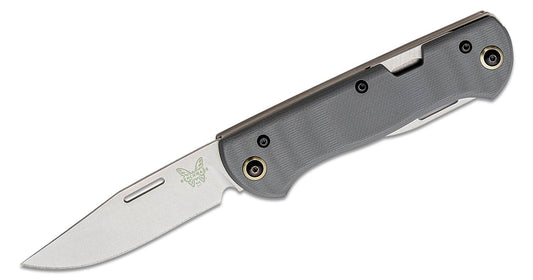 Benchmade 317 Weekender 2-Blade Slipjoint Cool Gray G10 Handles Satin S30V Clip Point, Drop Point Blades Folding Knife