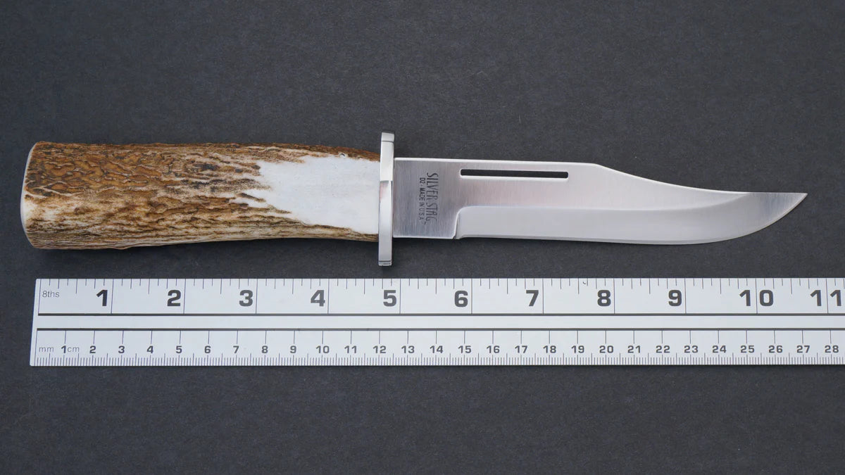 Silver Stag DV6.0ES Deep Valley 6 inch D2 tool steel clip point blade at 62 HRC hardness detail — ClassicBlades