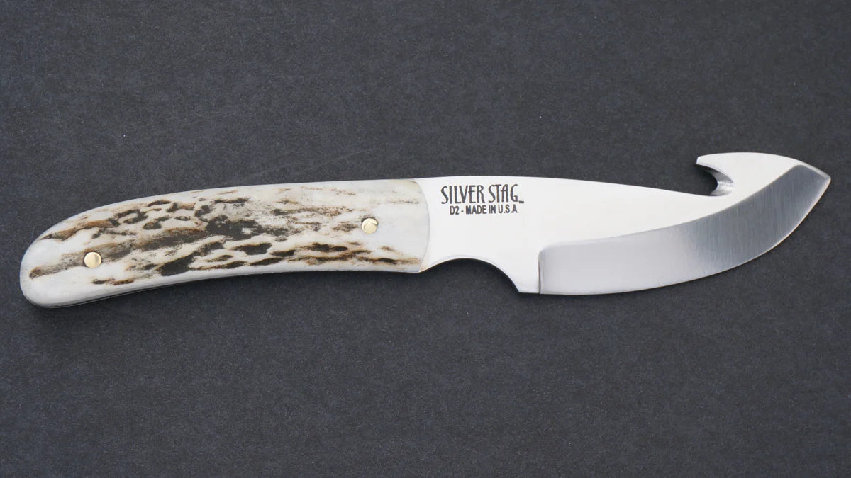 Silver Stag GS2.75 Gut Slab fixed blade knife with genuine North American antler slab handle — ClassicBlades