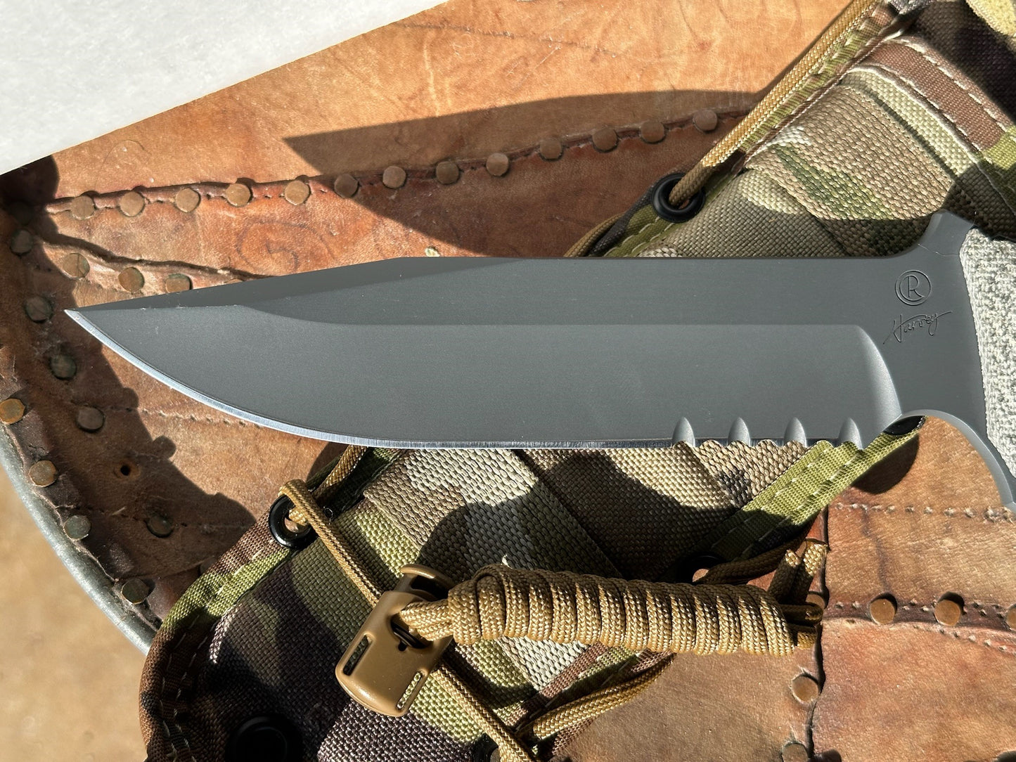 Chris Reeve Pacific PAC-1001 black Cerakote CPM MagnaCut clip point blade close-up, unused condition