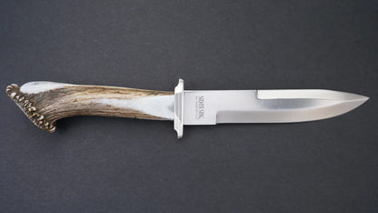 Silver Stag PB8.0 Pacific Bowie fixed blade knife with handcrafted crown antler handle — ClassicBlades