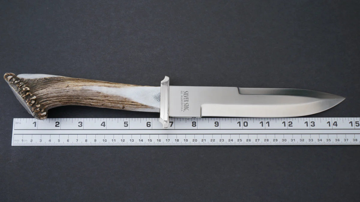 Silver Stag PB8.0 Pacific Bowie 8.25 inch D2 tool steel clip point Bowie blade at 62 HRC detail — ClassicBlades