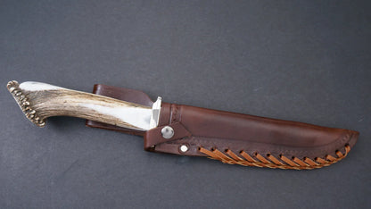 Silver Stag PB8.0 Pacific Bowie fixed blade knife with hand-laced snap leather sheath — ClassicBlades