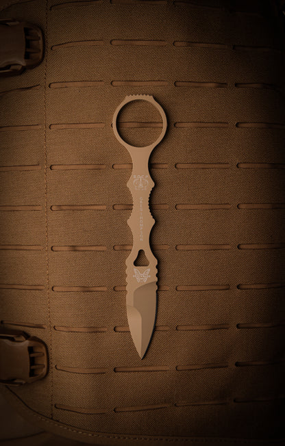 Benchmade 177SN SOCP MINI-DAGGER, FDE CERAKOTE, TAN SHEATH| 440C Stainless Steel
