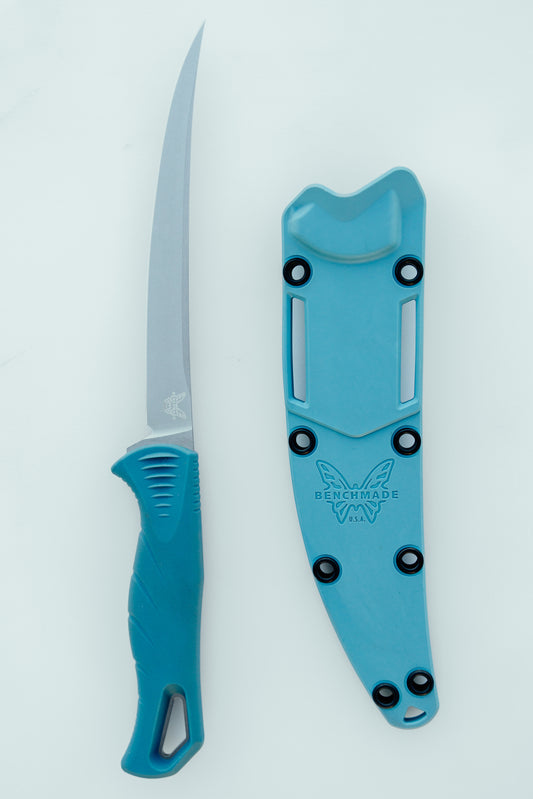 enchmade 18030 Fishcrafter fixed blade fillet knife with depth blue Santoprene handle