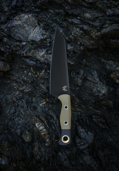 Benchmade 4070BK-01 Wildcoast fixed blade knife with OD green G10 handle and black DLC blade