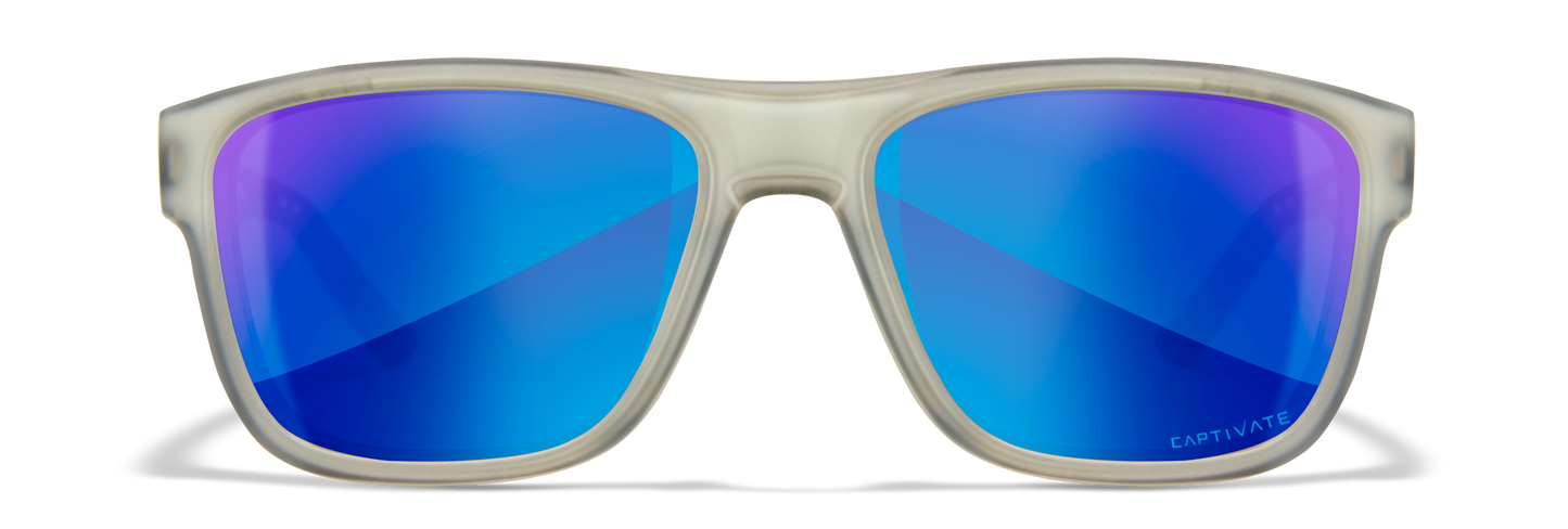 Wiley X WX OVATION Matte Slate Frame / CAPTIVATE™ Polarized Blue Mirror Lenses AC6OVN09