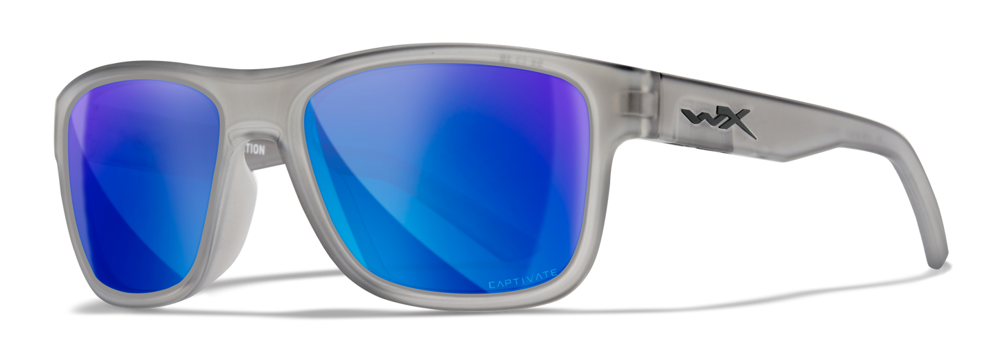 Wiley X WX OVATION Matte Slate Frame / CAPTIVATE™ Polarized Blue Mirror Lenses AC6OVN09