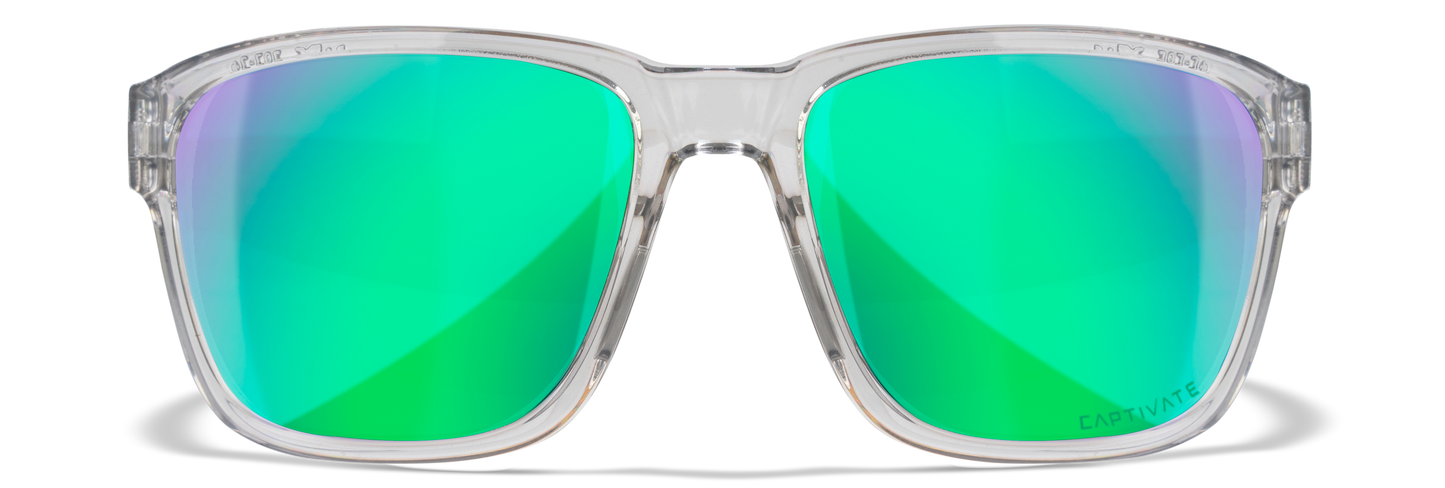 Wiley X WX Trek Gloss Crystal Light Grey / CAPTIVATE™ Polarized Green Mirror M/L AC6TRK07