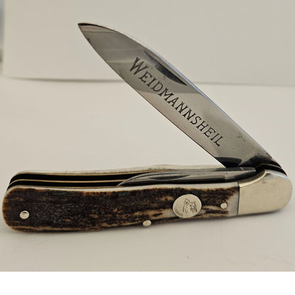 WEIDMANNSHEIL Stag RARE Trick Lock 2 Blade Vintage Never Sharpened
