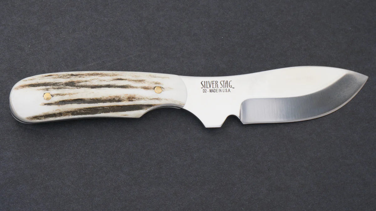 Silver Stag WC3000 Whitetail Caper fixed blade knife with genuine North American antler slab handle — ClassicBlades