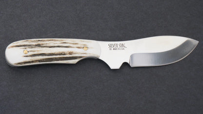 Silver Stag WC3000 Whitetail Caper fixed blade knife with genuine North American antler slab handle — ClassicBlades