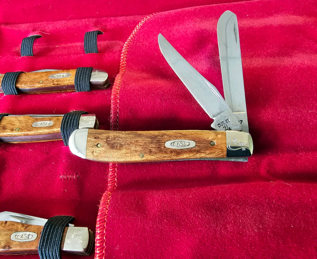 CASE XX Vintage Curly Maple Wood Handle 12 Knife CENTENNIAL SET # 488/750 Mint Condition In Original Collectible Case