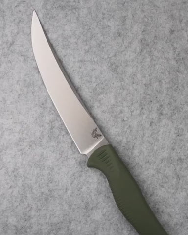 Benchmade 15500-04 Meatcrafter fixed blade hunting knife with dark olive Santoprene handle — ClassicBlades