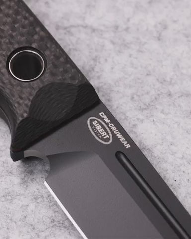 Benchmade 163BK Bushcrafter fixed blade knife with carbon fiber handle and red G-10 liners — ClassicBlades