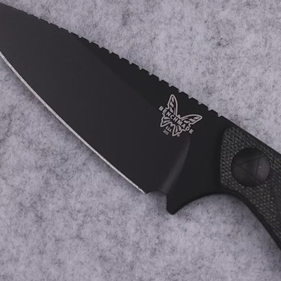 Benchmade 203BK-02 Dacian fixed blade knife with black canvas Micarta handle and black Cerakote blade — ClassicBlades