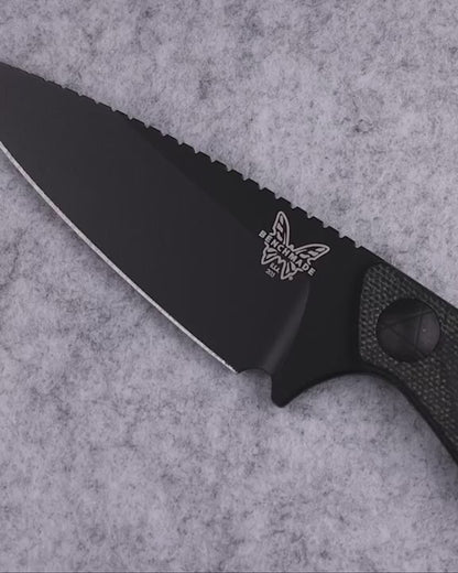 Benchmade 203BK-02 Dacian fixed blade knife with black canvas Micarta handle and black Cerakote blade — ClassicBlades