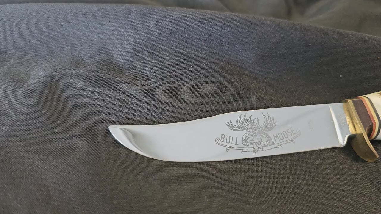 Vintage Kissing Crane Solingen Germany Bull Moose #715 Fixed Blade