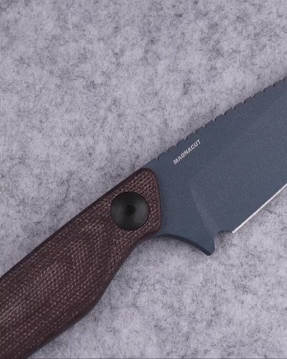 Benchmade 203BT-03 Dacian fixed blade knife with brown canvas Micarta handle and blue titanium Cerakote blade — ClassicBlades