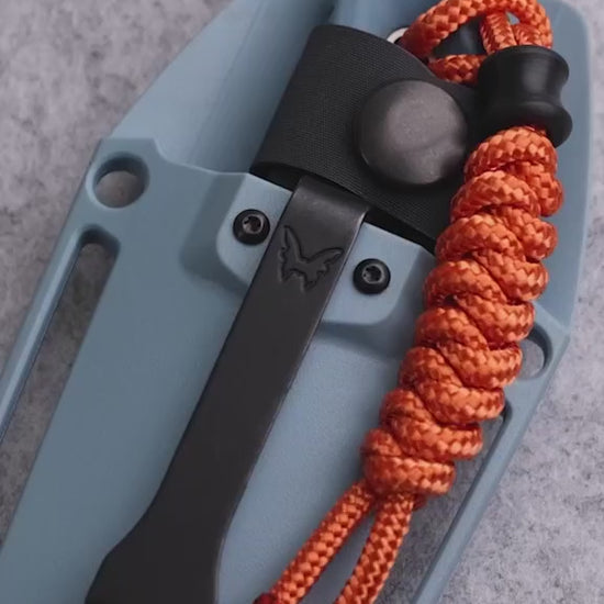 Benchmade 18050S Intersect fixed blade knife with depth blue Santoprene handle and quick-mount sheath — ClassicBlades