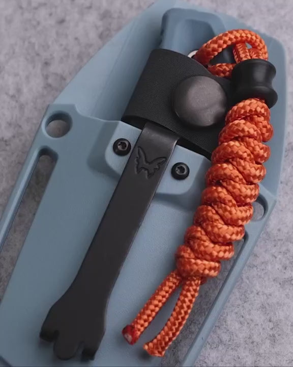 Benchmade 18050S Intersect fixed blade knife with depth blue Santoprene handle and quick-mount sheath — ClassicBlades