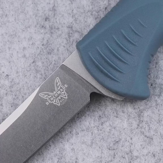 Benchmade 18030 Fishcrafter fixed blade fillet knife with depth blue Santoprene handle- Classic Blades