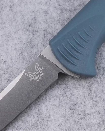 Benchmade 18030 Fishcrafter fixed blade fillet knife with depth blue Santoprene handle- Classic Blades