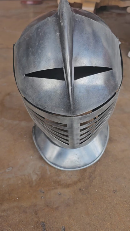 Vintage Armaduras Medievales Hand Made Burnished Steel Helmet Made in Toledo Spain