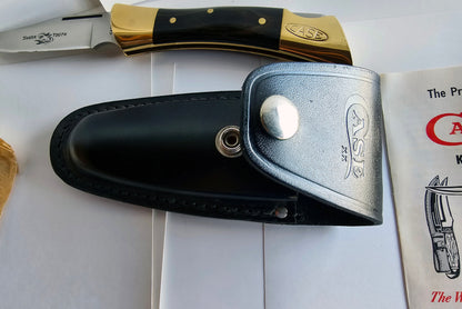 Vintage Case XX 1975 (5 Dot) Shark Tooth LockBack P197 L SSP Single Blade Mint Condition Original Paper, Sheath and Box