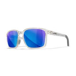 Wiley X WX Alfa Gloss Clear Crystal Frame / Color CAPTIVATE™ Polarized Blue Mirror Lenses AC6ALF09