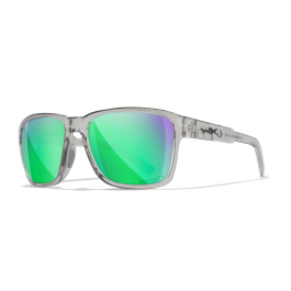 Wiley X WX Trek Gloss Crystal Light Grey / CAPTIVATE™ Polarized Green Mirror M/L AC6TRK07